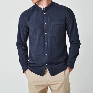 SUIT Jessen-Mandarin Mens Navy Button Down Shirt